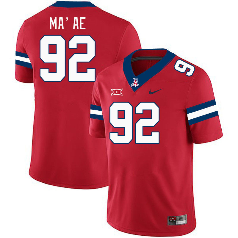 Men #92 Chubba Ma'ae Arizona Wildcats Big 12 Conference College Football Jerseys Stitched-Red
